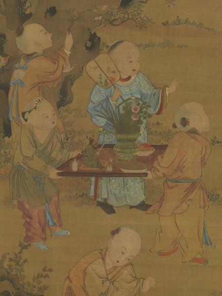 元人夏景戲嬰　軸