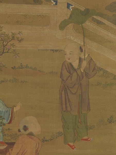 元人夏景戲嬰　軸