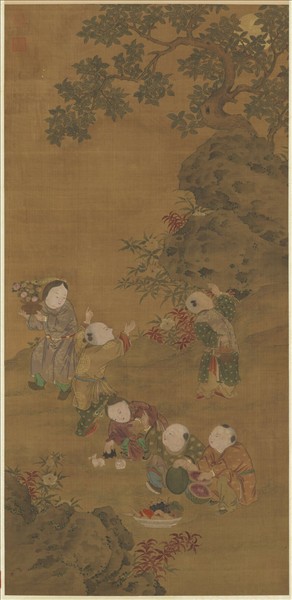 元人秋景戲嬰　軸