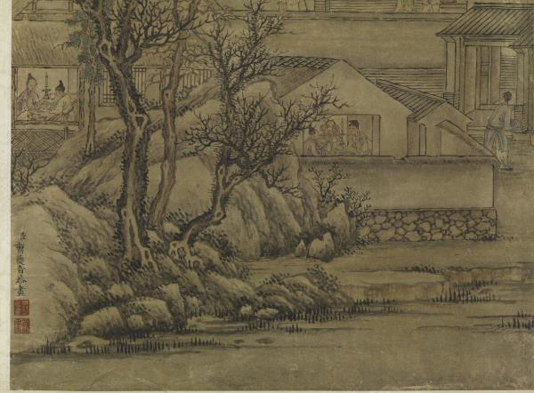 清曹夔音繪高宗御書范成大賣癡獃詞　軸