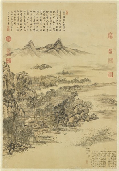 清錢維城繪御筆中秋帖子詞　軸