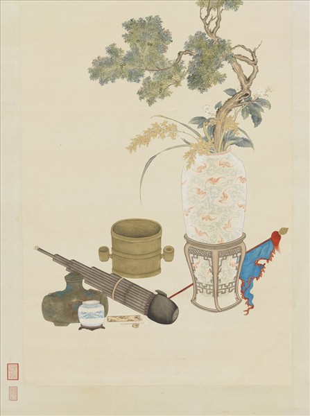 清汪承霈繪御製詩意百福繁生圖　軸