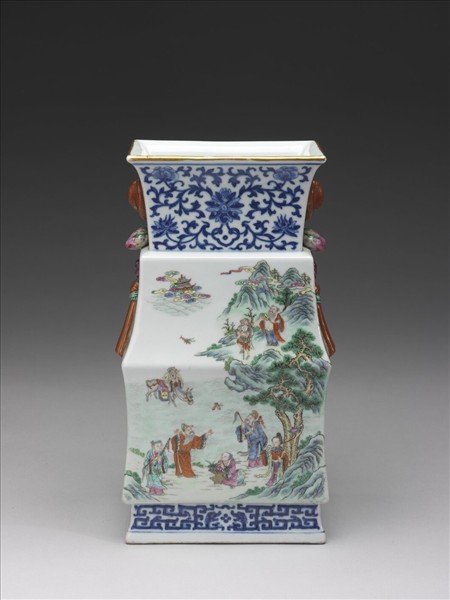 青花粉彩八仙祝壽圖瓶