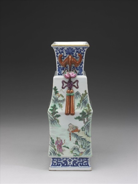 青花粉彩八仙祝壽圖瓶