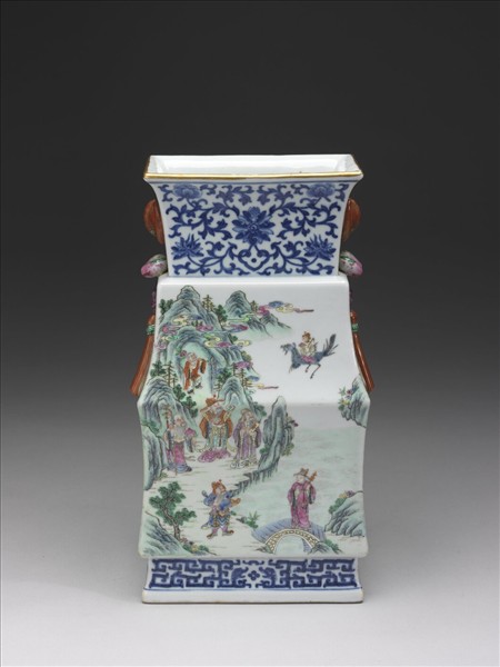 青花粉彩八仙祝壽圖瓶