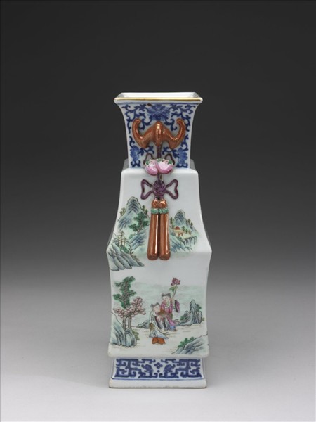 青花粉彩八仙祝壽圖瓶