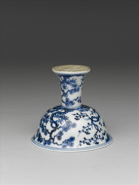 青花歲寒三友圖高足杯