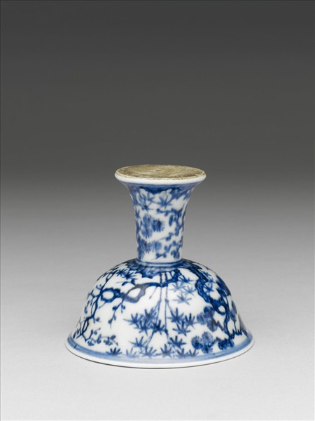 青花歲寒三友圖高足杯