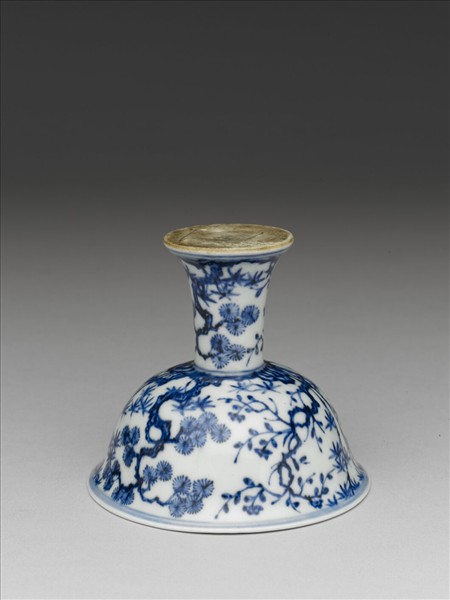 青花歲寒三友圖高足碗