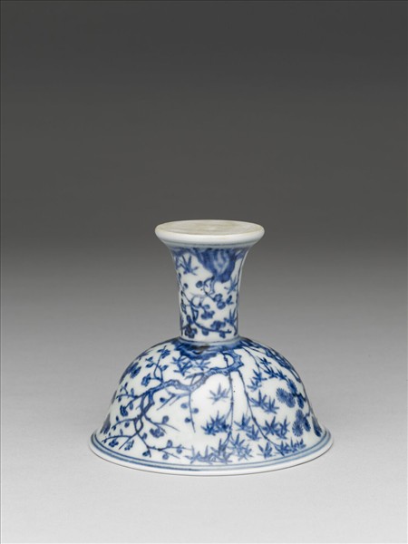 青花歲寒三友圖高足碗