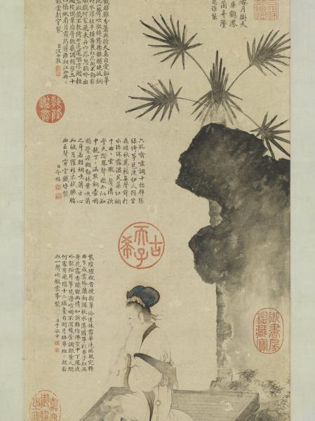 元趙孟頫吹簫士女圖　軸