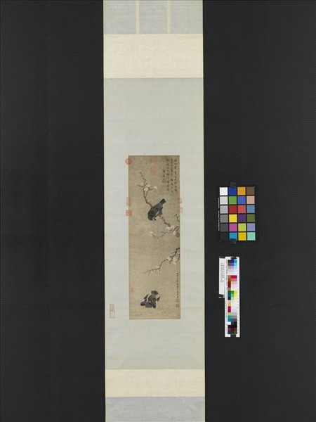 元商琦杏雨浴禽圖　軸