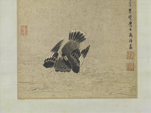 元商琦杏雨浴禽圖　軸