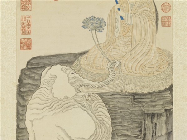 明文臺香象皈依圖　軸