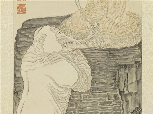 明文臺香象皈依圖　軸