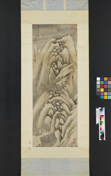 明錢穀雪山行旅圖　軸