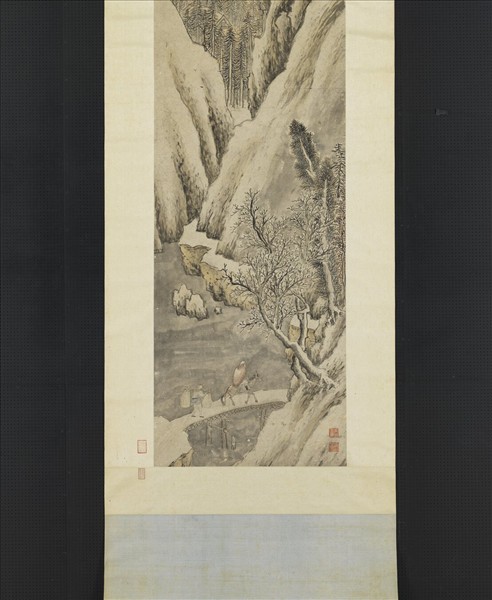 明錢穀雪山行旅圖　軸