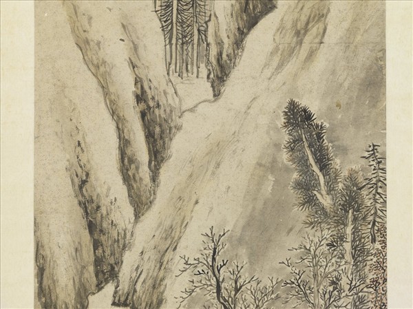 明錢穀雪山行旅圖　軸