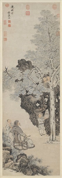 明錢穀洗桐圖　軸