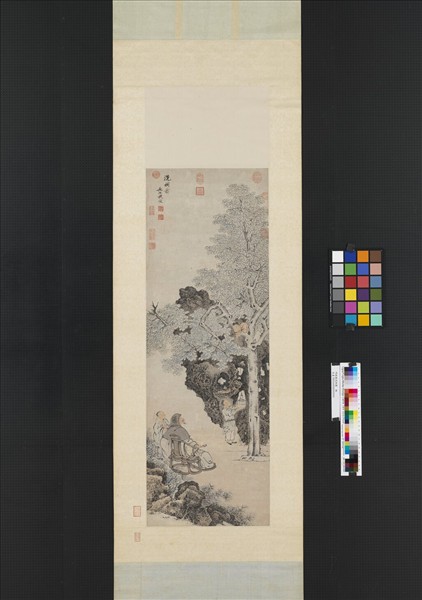 明錢穀洗桐圖　軸