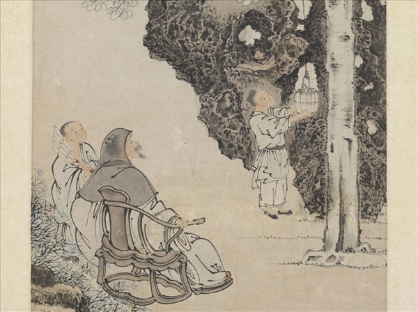 明錢穀洗桐圖　軸