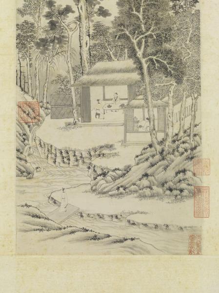 明居節品茶圖　軸