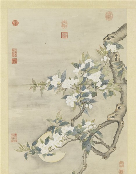 清鄒一桂畫梨花夜月　軸