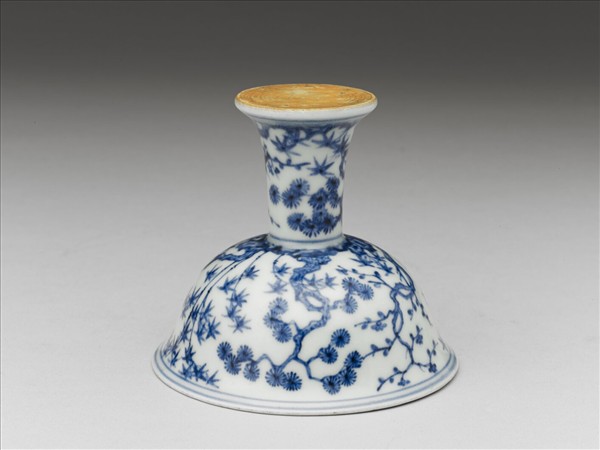 青花歲寒三友圖高足碗