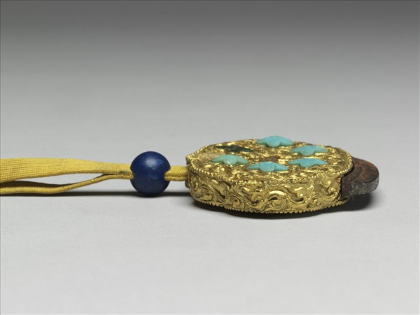 銅鍍金嵌料石火鐮盒