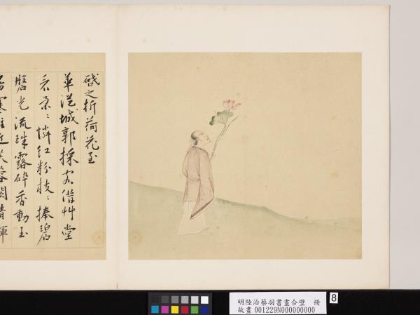 明陸治蔡羽書畫合璧　冊　折荷圖