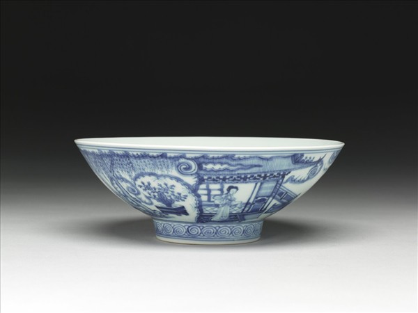 青花仕女圖碗