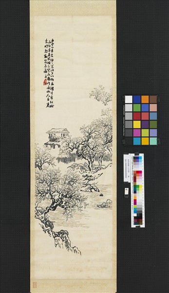 無款線繡山水四屏之四　軸