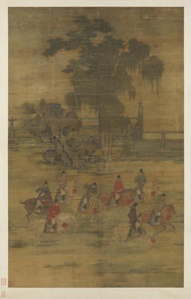 五代梁趙喦八達春遊圖　軸