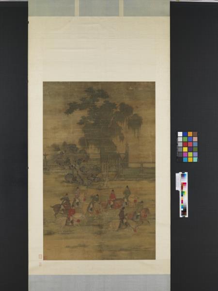 五代梁趙喦八達春遊圖　軸