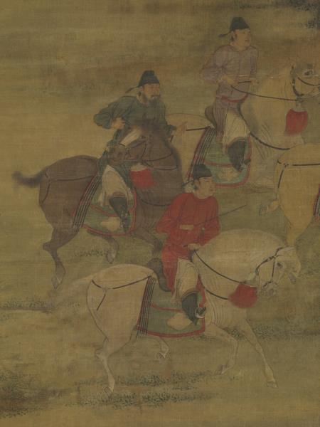 五代梁趙喦八達春遊圖　軸