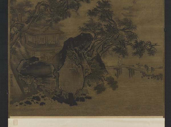 明王諤畫溪橋訪友　軸