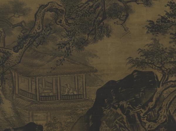 明王諤畫溪橋訪友　軸