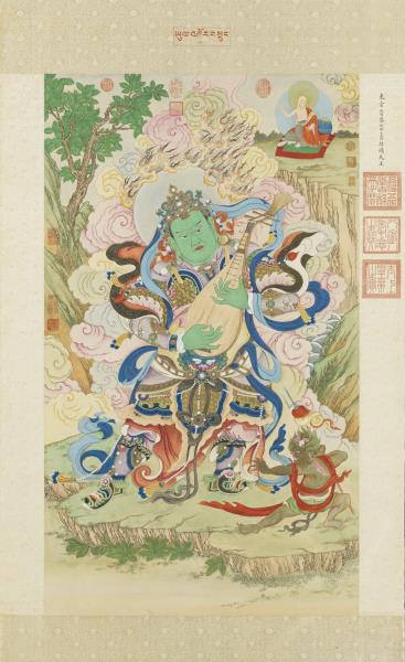 清姚文瀚畫東方持國天王像　軸