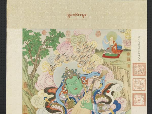 清姚文瀚畫東方持國天王像　軸