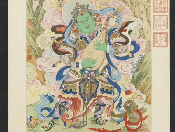 清姚文瀚畫東方持國天王像　軸