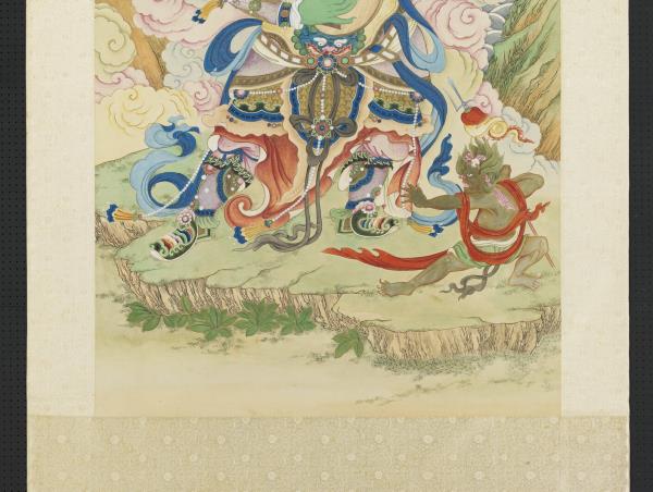 清姚文瀚畫東方持國天王像　軸