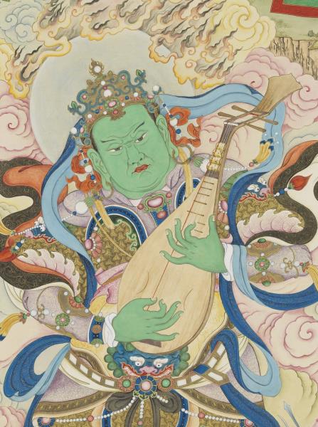 清姚文瀚畫東方持國天王像　軸