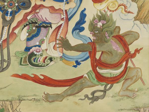 清姚文瀚畫東方持國天王像　軸