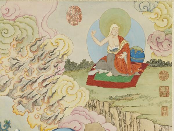 清姚文瀚畫東方持國天王像　軸