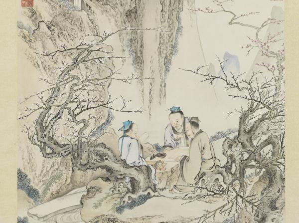 清賈全畫詠梅圖　軸