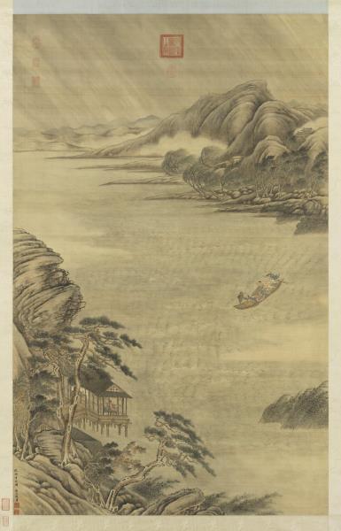 清唐岱風雨歸舟圖　軸