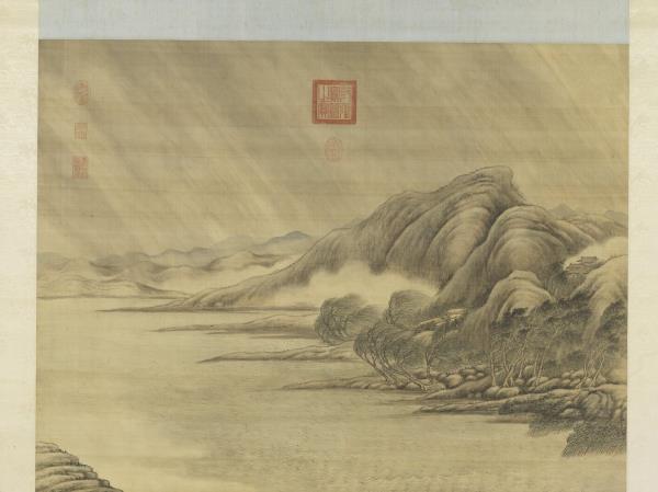 清唐岱風雨歸舟圖　軸