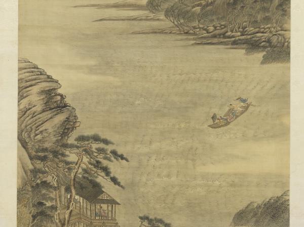 清唐岱風雨歸舟圖　軸