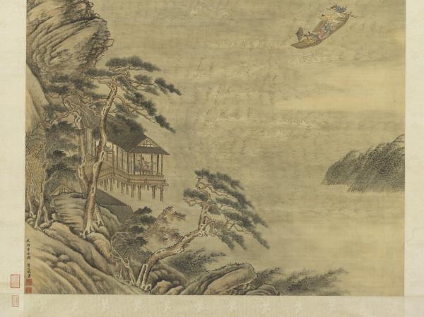 清唐岱風雨歸舟圖　軸