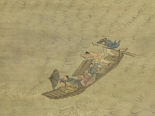 清唐岱風雨歸舟圖　軸